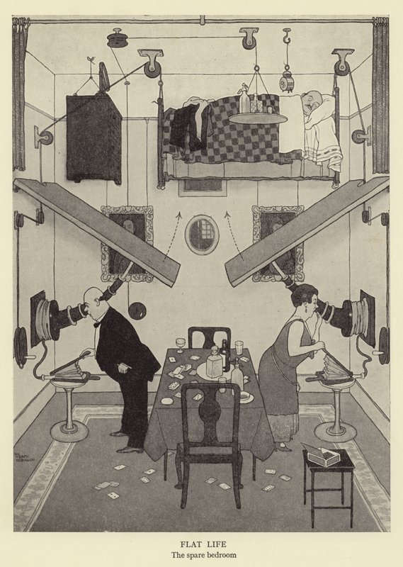 Plochý život, náhradní litho ložnice od William Heath Robinson