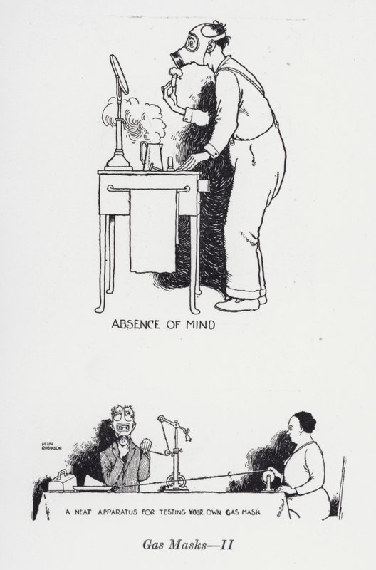 Plynové masky - II (obrázky) od William Heath Robinson