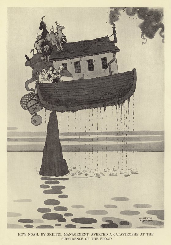Jak Noe obratným vedením odvrátil katastrofu při opadnutí povodně od William Heath Robinson