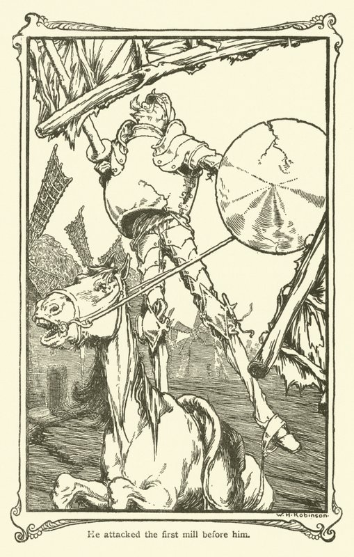 Ilustrace pro Dona Quijota (litho) od William Heath Robinson