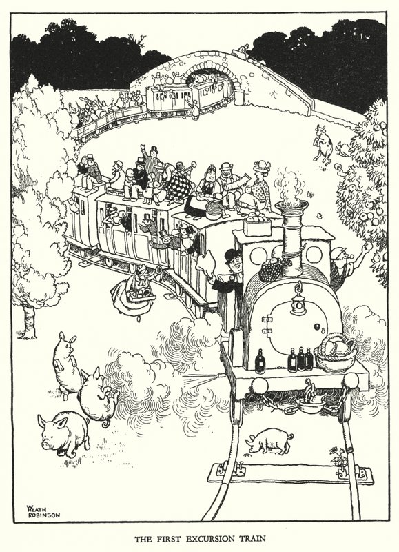 Ilustrace pro Railway Ribaldry od W Heatha Robinsona (litho) od William Heath Robinson