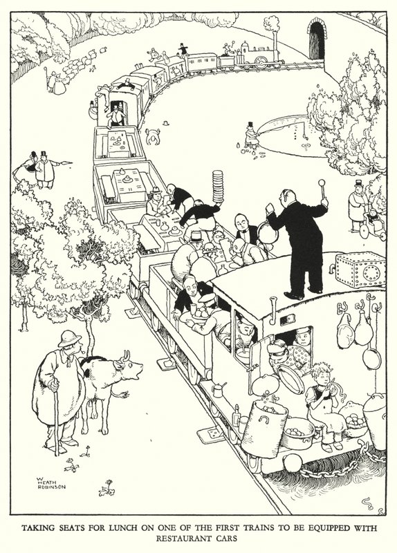 Ilustrace pro Railway Ribaldry od W Heatha Robinsona (litho) od William Heath Robinson