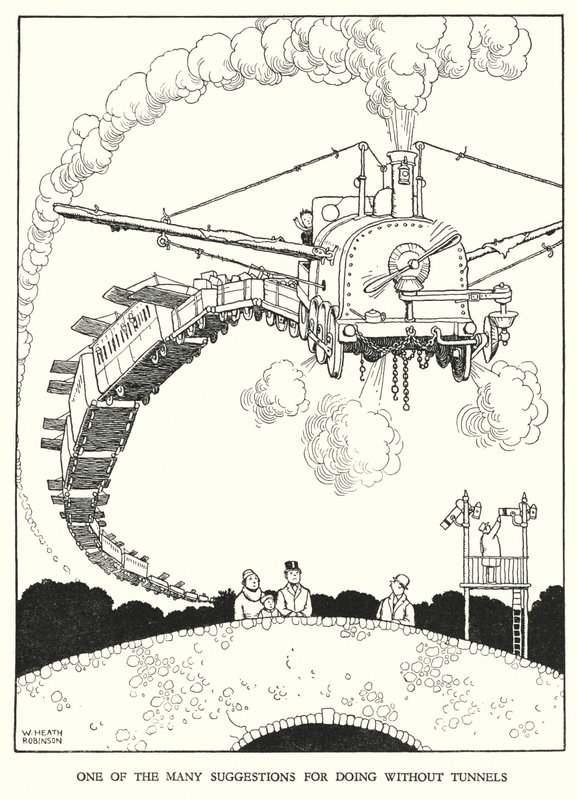 Ilustrace pro Railway Ribaldry od W Heatha Robinsona (litho) od William Heath Robinson