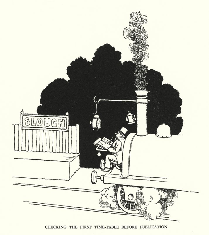 Ilustrace pro Railway Ribaldry od W Heatha Robinsona (litho) od William Heath Robinson