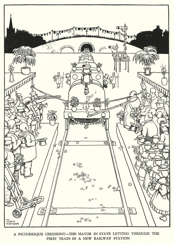 Ilustrace pro Railway Ribaldry od W Heatha Robinsona (litho) od William Heath Robinson