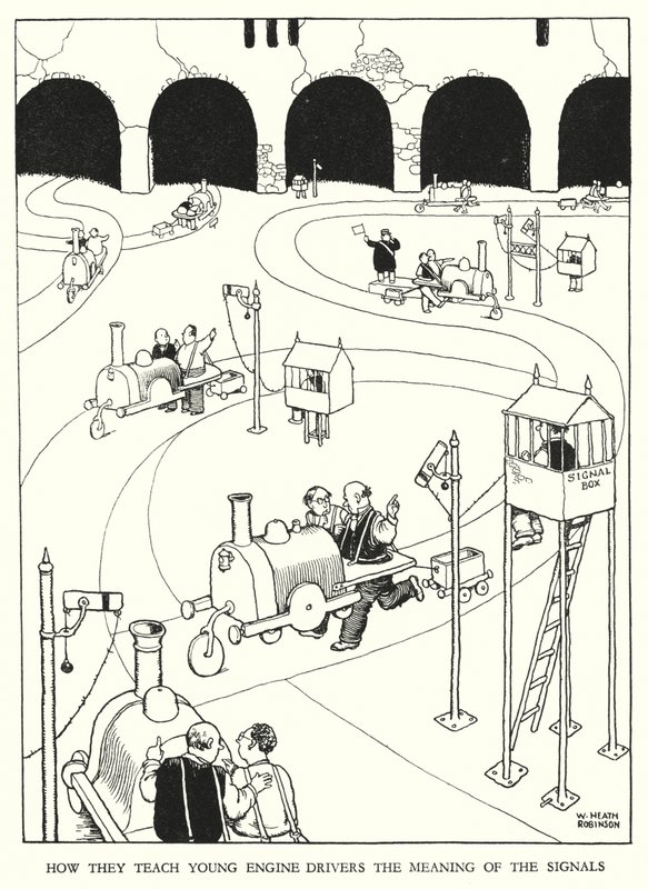 Ilustrace pro Railway Ribaldry od W Heatha Robinsona (litho) od William Heath Robinson