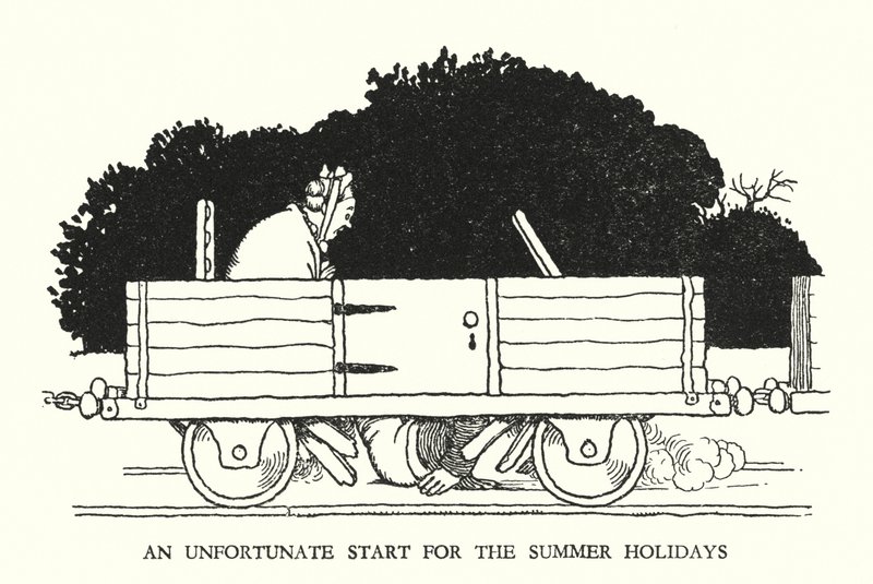 Ilustrace pro Railway Ribaldry od W Heatha Robinsona (litho) od William Heath Robinson