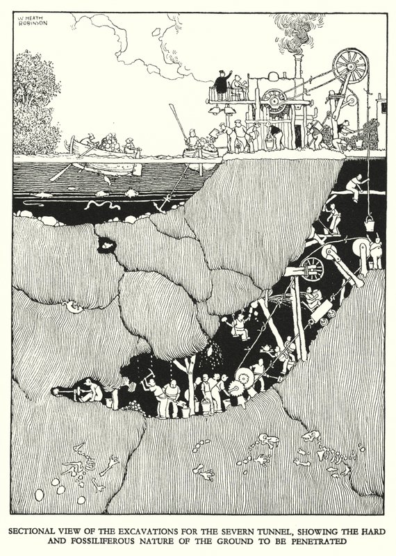 Ilustrace pro Railway Ribaldry od W Heatha Robinsona (litho) od William Heath Robinson