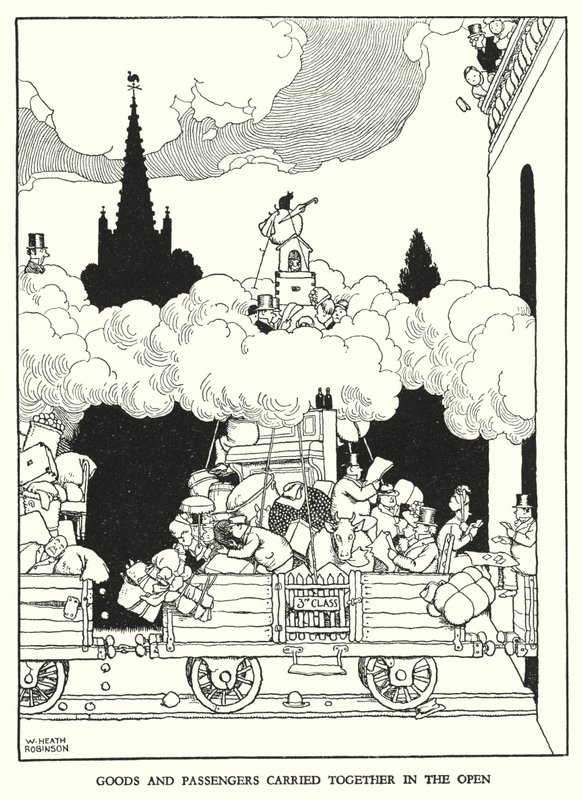 Ilustrace pro Railway Ribaldry od W Heatha Robinsona (litho) od William Heath Robinson