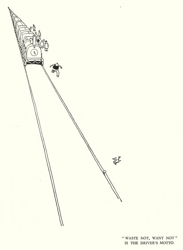 Ilustrace pro Railway Ribaldry od W Heatha Robinsona (litho) od William Heath Robinson