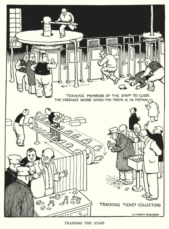 Ilustrace pro Railway Ribaldry od W Heatha Robinsona (litho) od William Heath Robinson