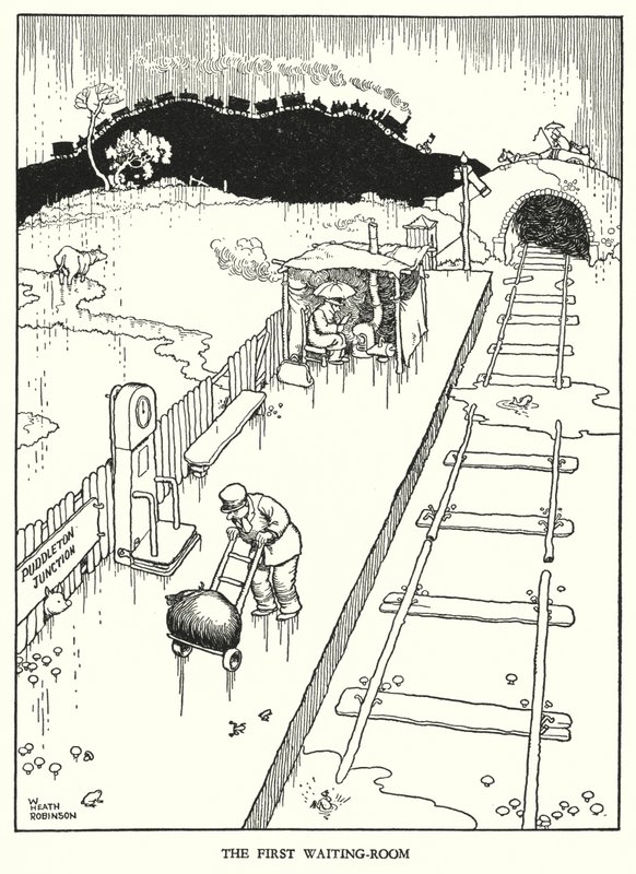 Ilustrace pro Railway Ribaldry od W Heatha Robinsona (litho) od William Heath Robinson