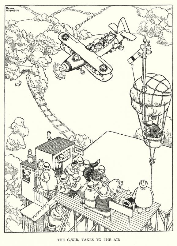 Ilustrace pro Railway Ribaldry od W Heatha Robinsona (litho) od William Heath Robinson