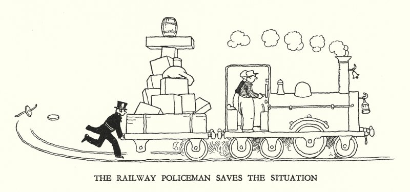 Ilustrace pro Railway Ribaldry od W Heatha Robinsona (litho) od William Heath Robinson