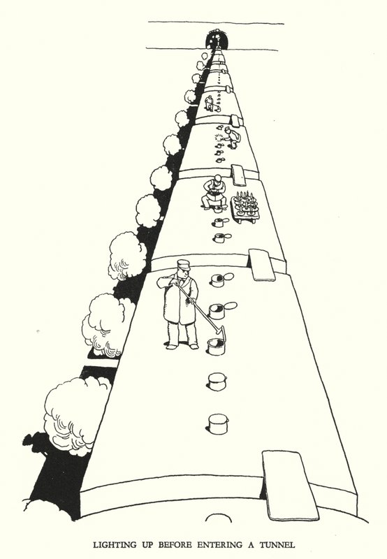 Ilustrace pro Railway Ribaldry od W Heatha Robinsona (litho) od William Heath Robinson