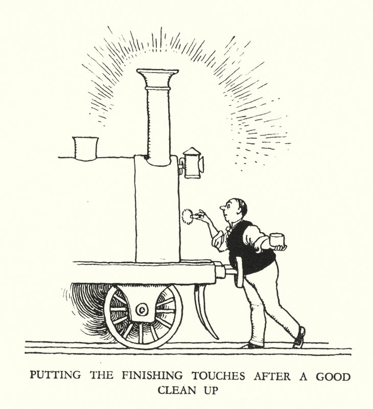 Ilustrace pro Railway Ribaldry od W Heatha Robinsona (litho) od William Heath Robinson