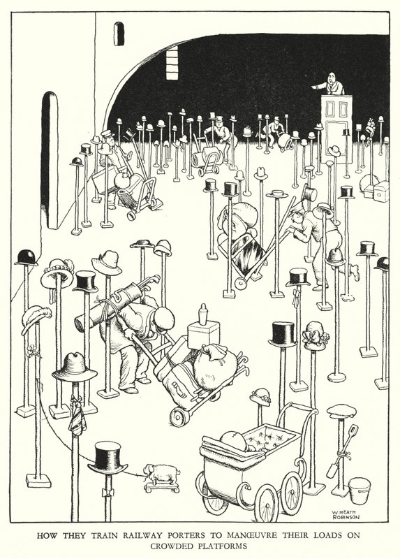 Ilustrace pro Railway Ribaldry od W Heatha Robinsona (litho) od William Heath Robinson