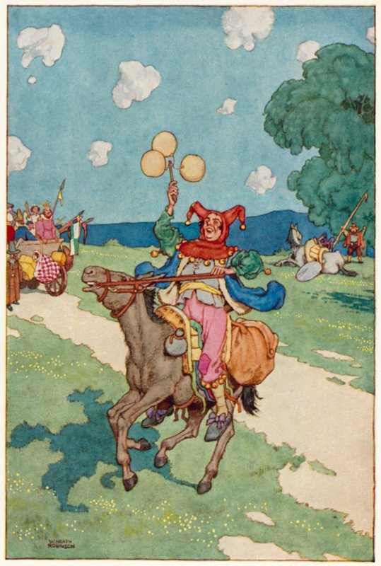 Ilustrace k Dobrodružství Dona Quijota (barevné lito) od William Heath Robinson