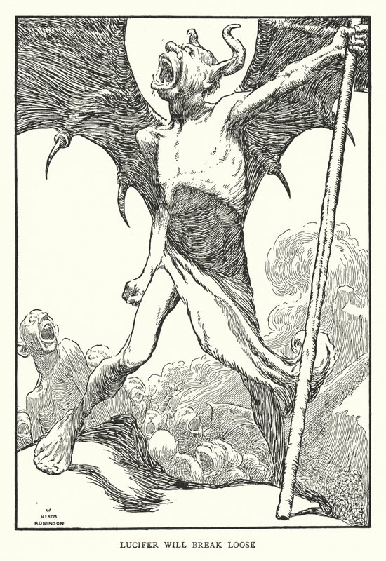 Lucifer se uvolní (litho) od William Heath Robinson