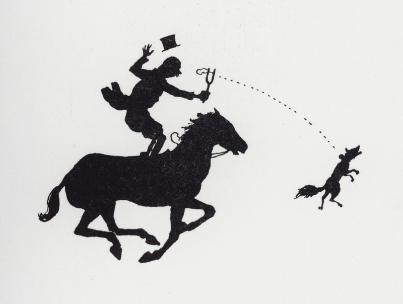 Muž na koni katapultující lišku (litho) od William Heath Robinson