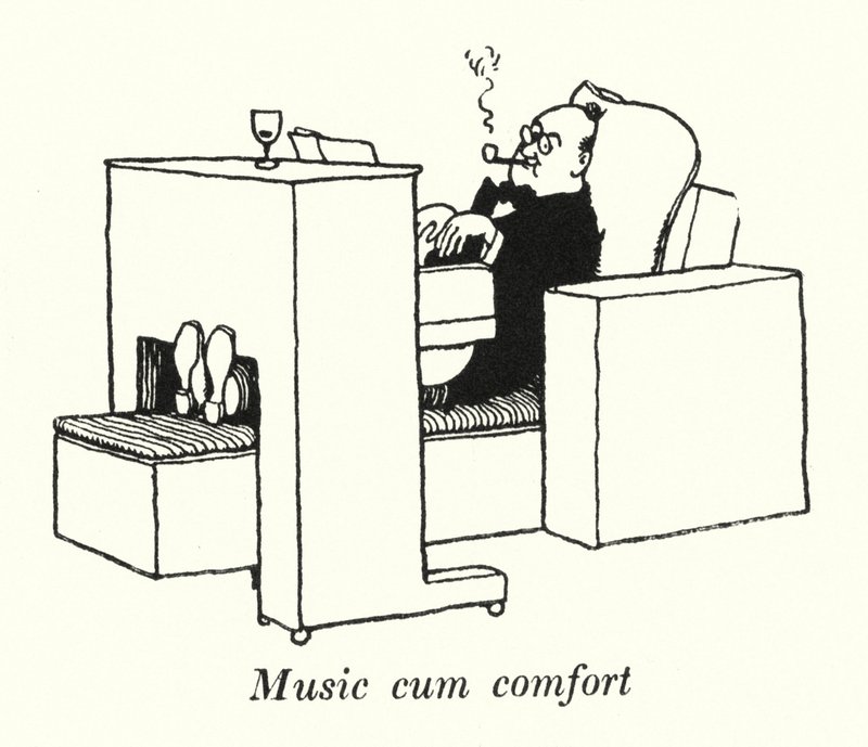 Hudba cum comfort (litho) od William Heath Robinson