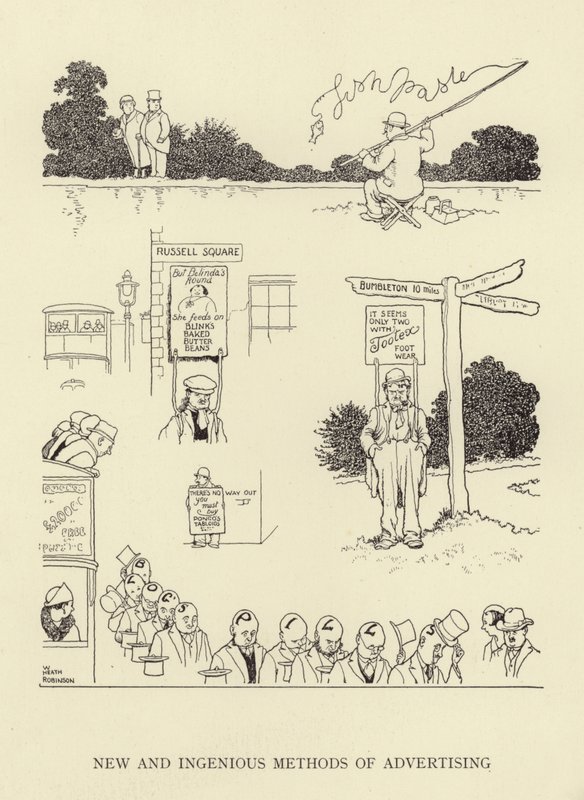 Nové a důmyslné způsoby reklamy od William Heath Robinson