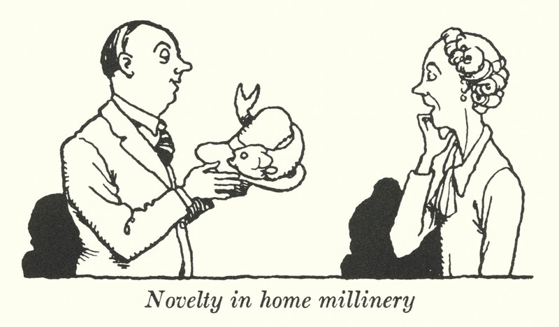 Novinka v domácím kloboučnictví (litho) od William Heath Robinson