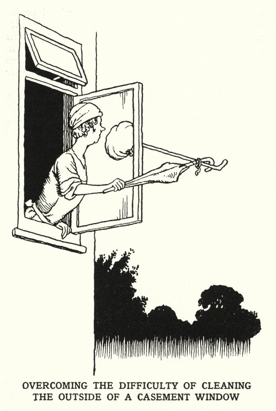 Překonání obtížnosti čištění vnější strany křídlového okna (litho) od William Heath Robinson