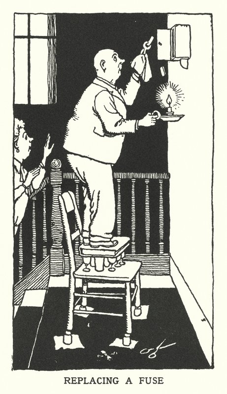 Výměna pojistky (litho) od William Heath Robinson