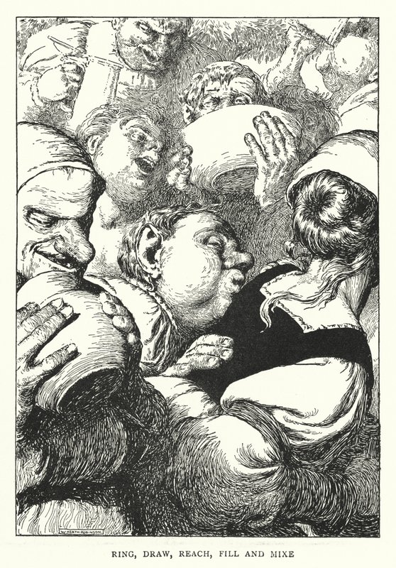 Zazvonit, nakreslit, dosáhnout, naplnit a smíchat (litho) od William Heath Robinson