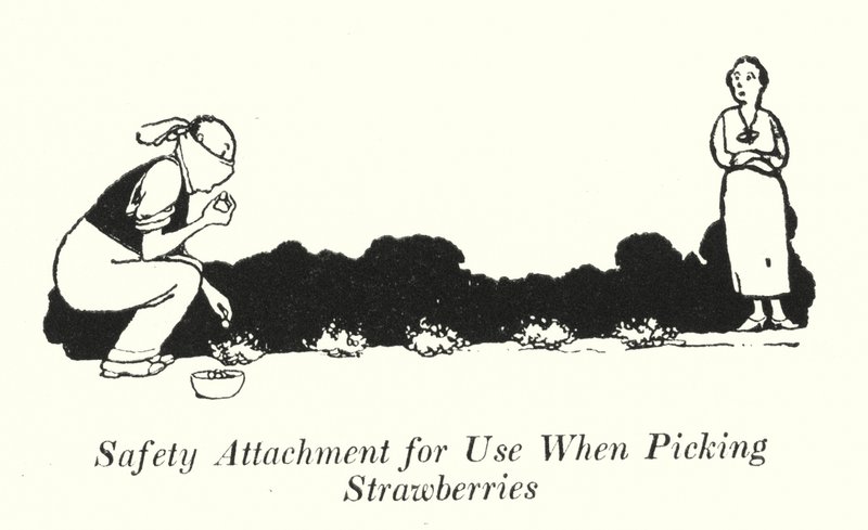 Bezpečnostní nástavec pro použití při sběru jahod (litho) od William Heath Robinson