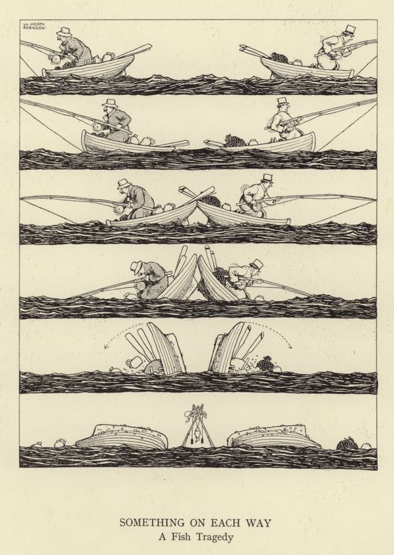 Na každé cestě něco, rybí tragédie od William Heath Robinson
