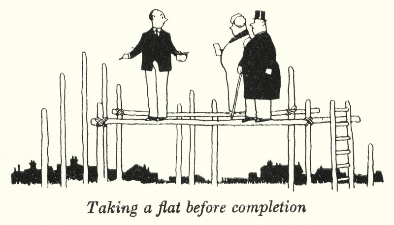 Vyřízení bytu před dokončením (litho) od William Heath Robinson
