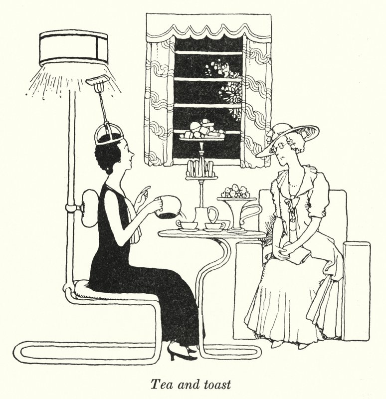 Čaj a toast (litho) od William Heath Robinson
