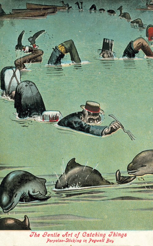 Jemné umění chytat věci - Sviňuchy trčící v Pegwell Bay (barevné lito) od William Heath Robinson