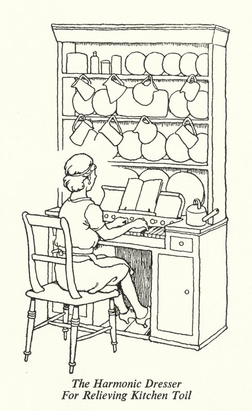 Harmonická komoda pro úlevu v kuchyni (litho) od William Heath Robinson