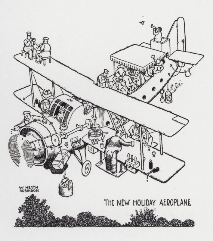 Nové prázdninové letadlo (litho) od William Heath Robinson
