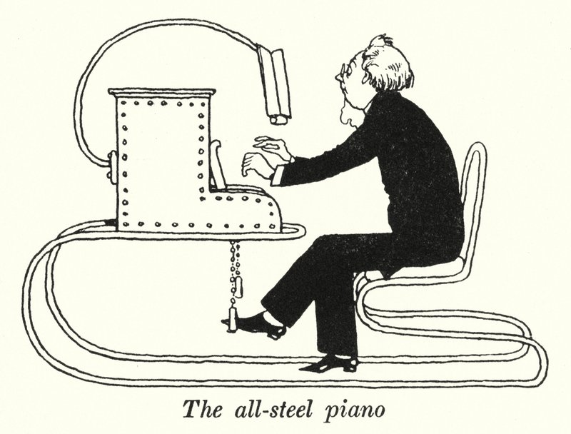 Celoocelové piano (litho) od William Heath Robinson