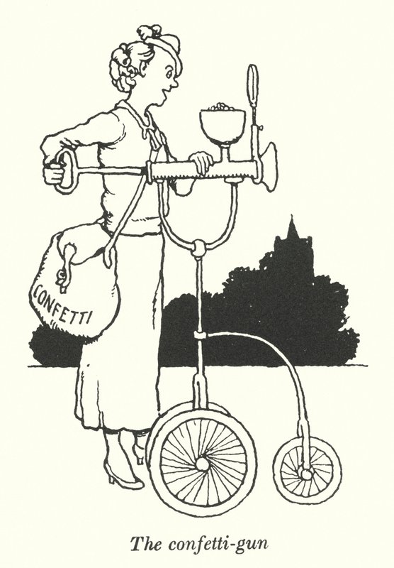 Konfetová pistole (litho) od William Heath Robinson