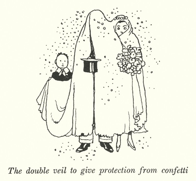 Dvojitý závoj pro ochranu před konfetami (litho) od William Heath Robinson