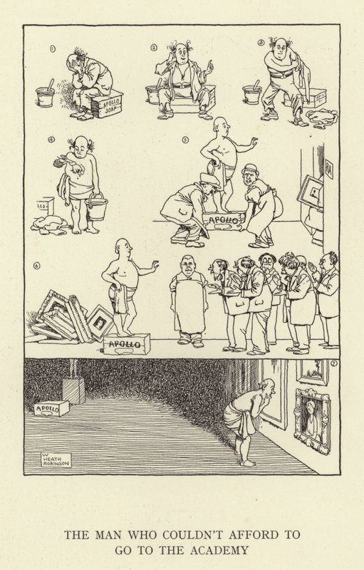 Muž, který si nemohl dovolit jít na akademii. od William Heath Robinson