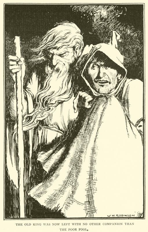 Starému králi teď nezbylo nic jiného než ten ubohý blázen. od William Heath Robinson