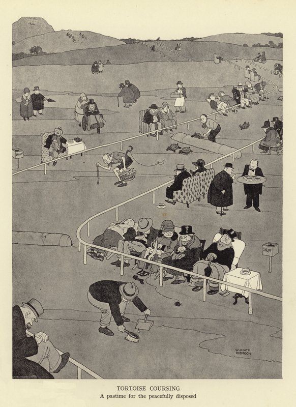 Želví coursing, zábava pro mírumilovně naladěné od William Heath Robinson