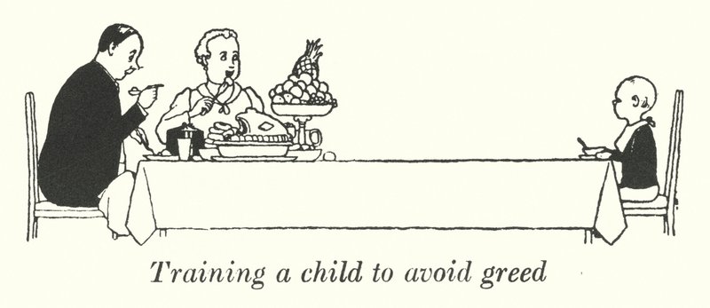 Školení dítěte, aby se zabránilo chamtivosti (litho) od William Heath Robinson