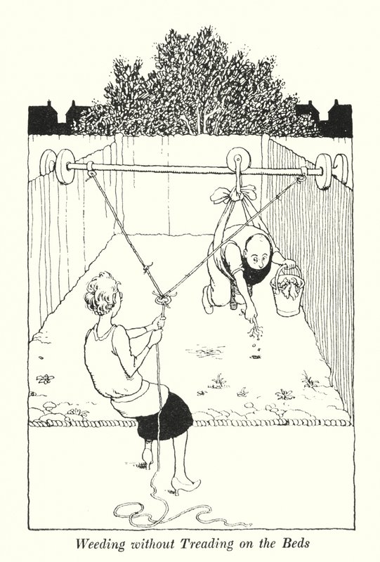 Plení bez šlapání po záhonech (litho) od William Heath Robinson