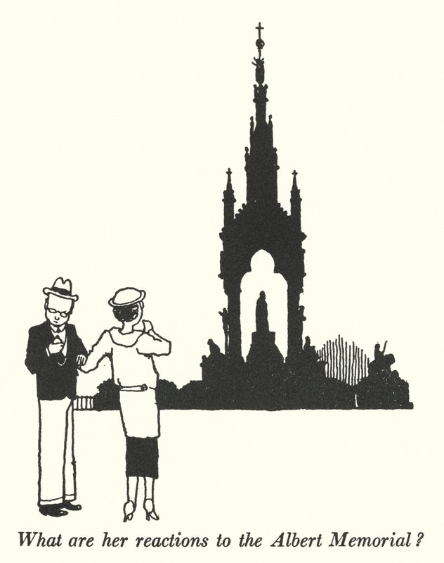 Jaké jsou její reakce na Albertův památník? (litho) od William Heath Robinson