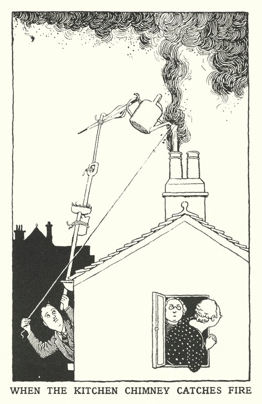 Když zahoří kuchyňský komín (litho) od William Heath Robinson