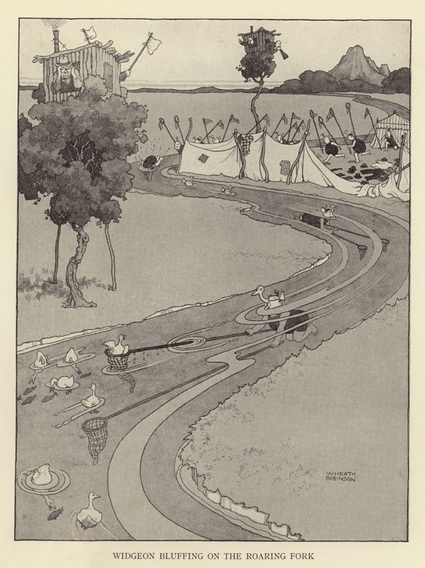 Widgeon blufuje na Roaring Fork od William Heath Robinson