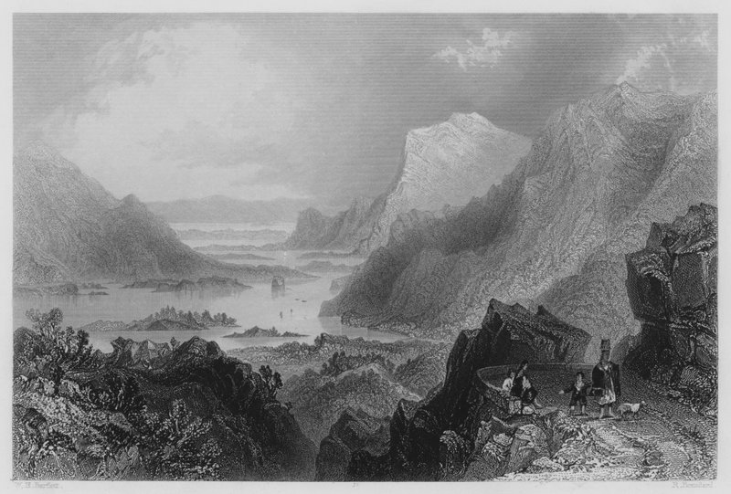 Přístup ke Killarney z Kenmare Road (rytina) od William Henry (after) Bartlett