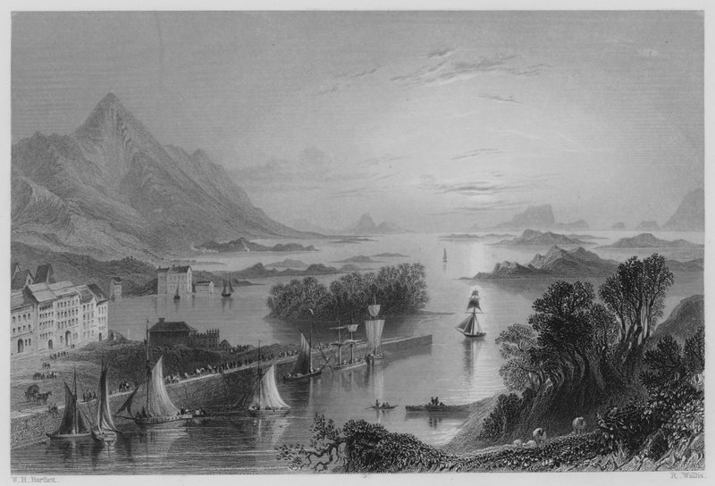 Clew Bay, z Westport (rytina) od William Henry (after) Bartlett